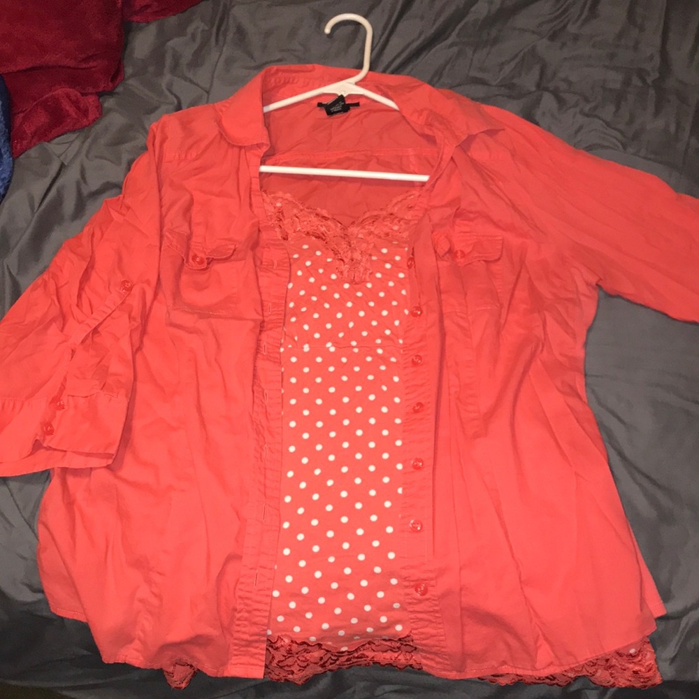 Orange duo button up